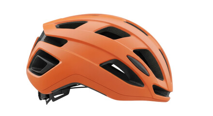 Fototapeta premium Orange bicycle helmet isolated PNG, safety headgear for cycling and outdoor sports, protective equipment for cyclists on transparent background