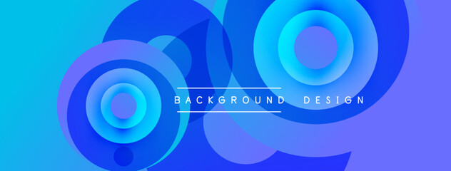 Obraz premium Abstract blue layers create dynamic circular design. Gradient shades offer modern visual appeal, perfect backdrop.