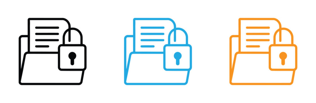 File folder security icon vector. secure data folder, protecting sensitive information advanced encryption and data protection symbol. vector illustration