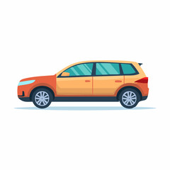 Orange SUV car vector illustration on white background.