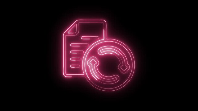 Glowing Neon Update Icon Isolated on Black Background. HD Video Motion Graphic Animation