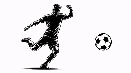 Naklejka premium Dynamic soccer player kicking ball with energetic motion