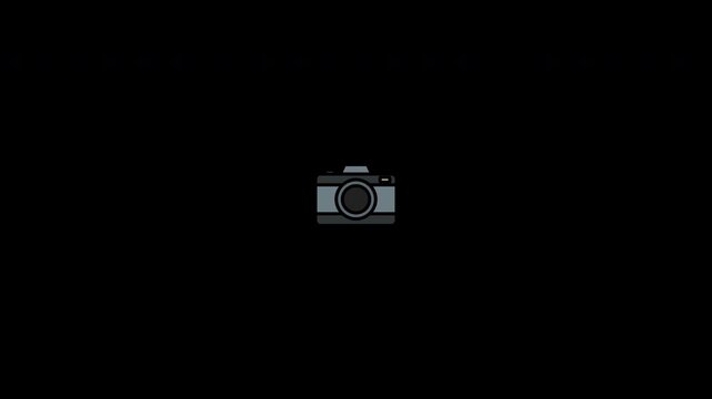  Animated DSLR Camera with Shutter Aperture Loop.Camera Icon with flash Motion Graphic- Transparent Background
