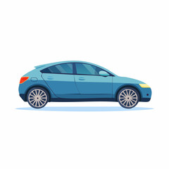Fototapeta premium Blue car illustration with sleek design and silver rims.