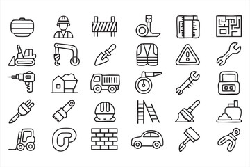 Naklejka premium engineering materials and contractor outline collection
