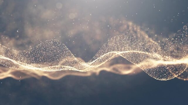Elegant Golden Particles Wave Seamless Loop Background　優雅な金の粒子が波打つシームレスループ背景　フルHD