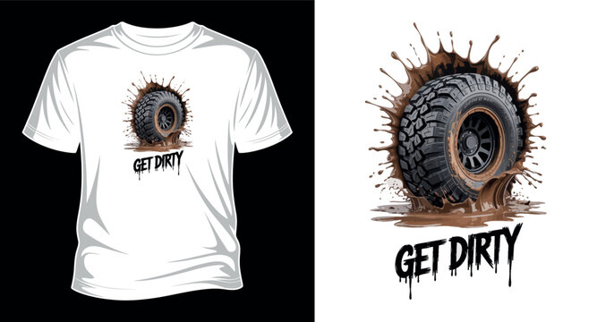 Off road tire mud splash vector illustration for t shirt design