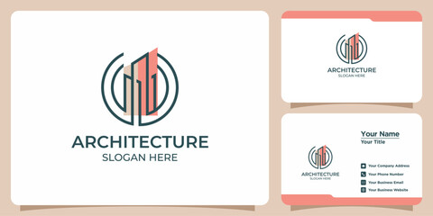 Naklejka premium Sleek architectural design concept featuring abstract urban structures, offering a modern and professional brand identity for real estate and construction ventures