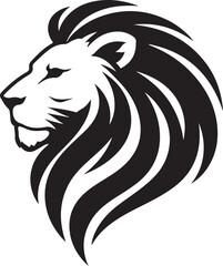 Obraz premium Lion Head Logo Black and White Vector Illustration