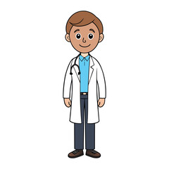 Fototapeta premium A young doctor stands confident and caring, stethoscope around the neck, ready to heal with knowledge, compassion, and a bright, hopeful smile. 