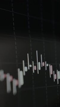Candlestick chart on black grid background