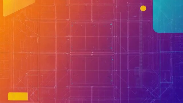 Abstract digital graphic with grid lines, gradients, and rounded shapes