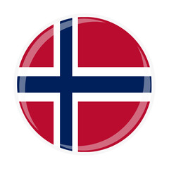Obraz premium Norway national round circle flag emblem official icon