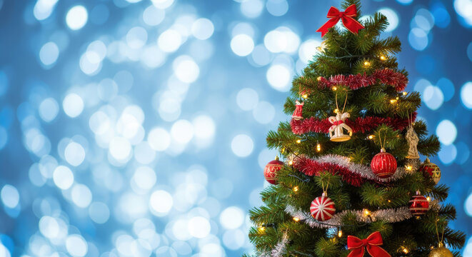 Christmas Tree Decorated with Ornaments.