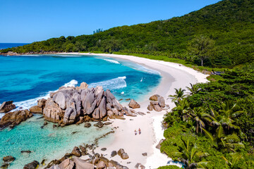 Obraz premium Hidden paradise at Anse Cocos beach in La Digue Seychelles for the ultimate relaxation