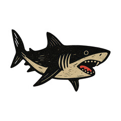 Obraz premium PNG Vintage cartoon shark illustration.
