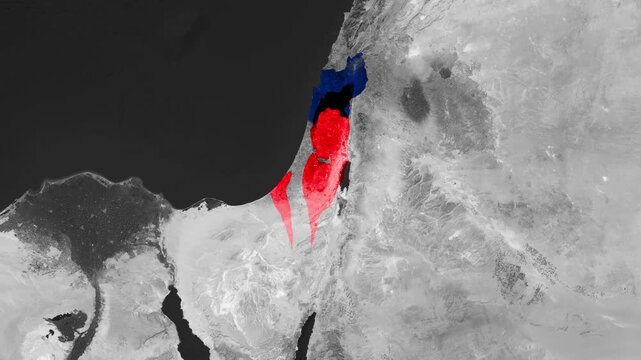 Geopolitical Map Animation showing Territorial Changes of Israel and Palestine Regions