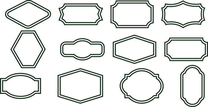 Collection of various decorative vintage label shapes for design projects