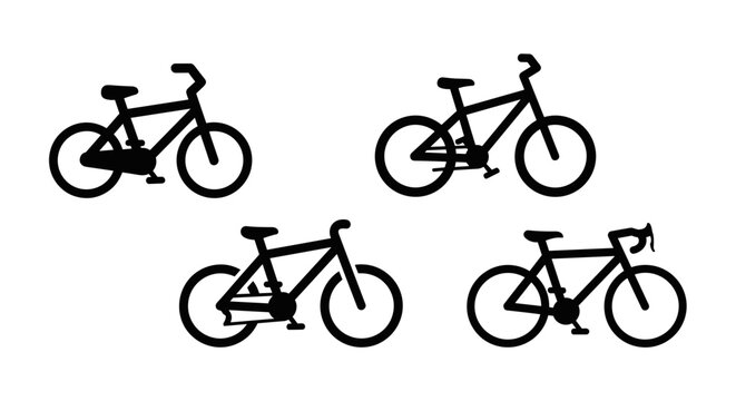Diverse bike models silhouette collection for travel