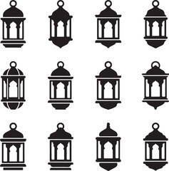Ramadan Lantern Vector Collection &ndash; Arabic Lamps, Crescent Moon, and Islamic Festival Decoration Illustrations