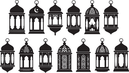 Ramadan Lantern Vector Collection &ndash; Arabic Lamps, Crescent Moon, and Islamic Festival Decoration Illustrations
