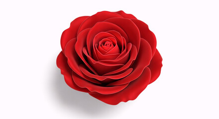Fototapeta premium Vibrant single red rose, symbol of love. Delicate petals, crimson hue against white. Captures the beauty of rosas rojas for romantic themes