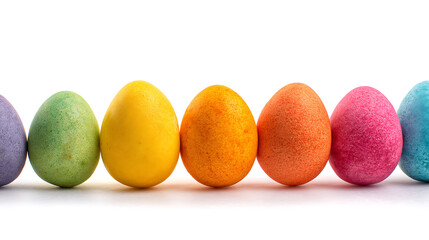 Yellow and orange colored Easter eggs isolated on white background 