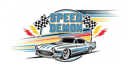 Vintage Car Racing Speed Demon Logo. © ayuk