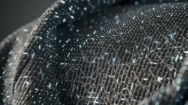 Macro shot of wet net with water droplets.