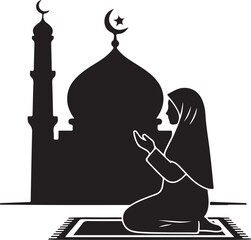 Islamic Icon Collection &ndash; Mosque, Crescent Moon, Lantern, Ramadan Kareem and Muslim Prayer Vector Set