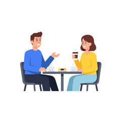 Obraz premium Couple Enjoying Coffee Break at Outdoor Cafe Table