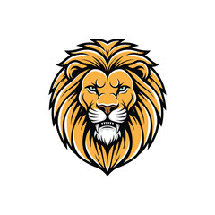 Obraz premium Fierce lion head mascot logo with golden mane and intense green eyes for sports branding