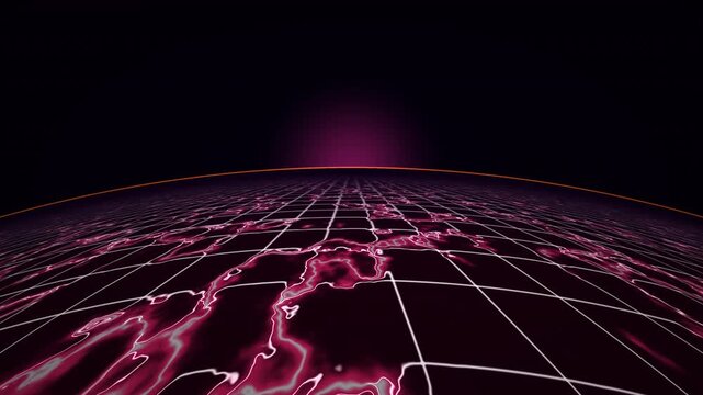 Aggressive Red Neon Rugged Grid Terrain Seamless Loop