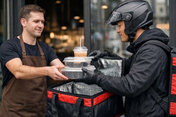 Delivery, courier, takeaway, restaurant and food