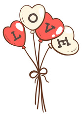 Cute Heart Balloons with LOVE Letters