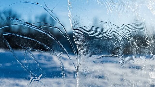 Closeup of intricate ice patterns