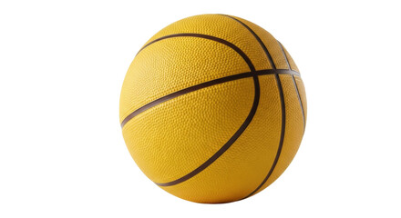 Fototapeta premium Yellow basketball isolated PNG on transparent background, sports equipment for basketball games and training, team sport