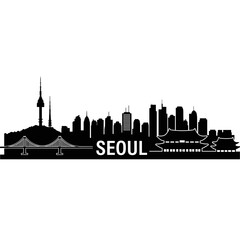 Seoul city skyline silhouette with city name