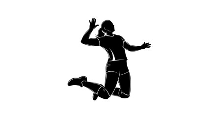 Obraz premium Female volleyball player jumping action silhouette