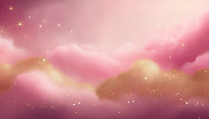Fototapeta premium soft pink cloud texture with sparkling golden glitter bokeh dreamy abstract background