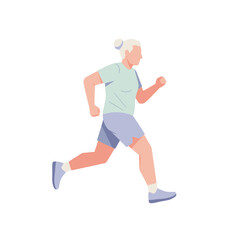 Fototapeta premium Senior woman running outdoors, healthy lifestyle, fitness and active aging concept