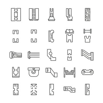 Construction and Architectural Profile Shapes Line Icons Set