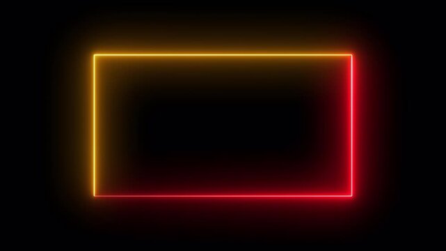 Rectangle animation glowing neon frame background , Neon line box animation, Square rectangle picture frame glowing neon animation on trasparent background.
