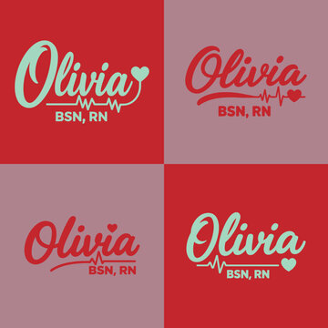 Olivia BSN RN Heartbeat Nurse Designs