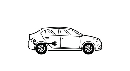 Fototapeta premium Blue electric car illustration with a lightning bolt symbol on the door