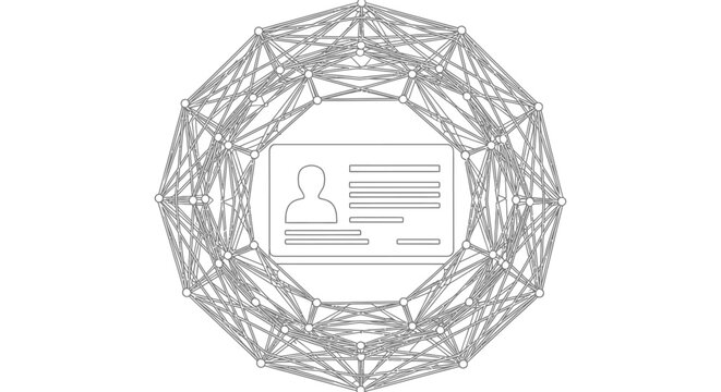 Geometric wireframe ID card vector illustration isolated on White Background