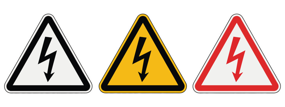High Voltage Warning icon vector illustration, electrical danger symbol with safety alert, caution sign for hazard prevention and workplace safety.