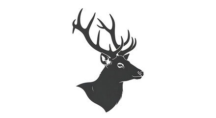 A majestic stag silhouette with impressive antlers against a white background.