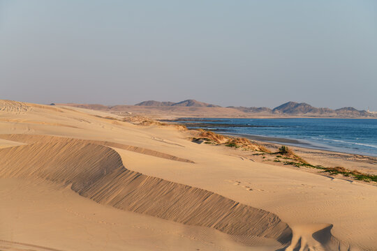 Drive by dunes. Sea sand area. Sultanate of Oman. Governorate of Dhofar. Salalah