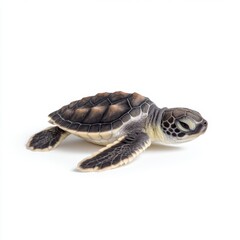 Obraz premium Realistic baby sea turtle on white background perfect for nature and wildlife themes in stock photography